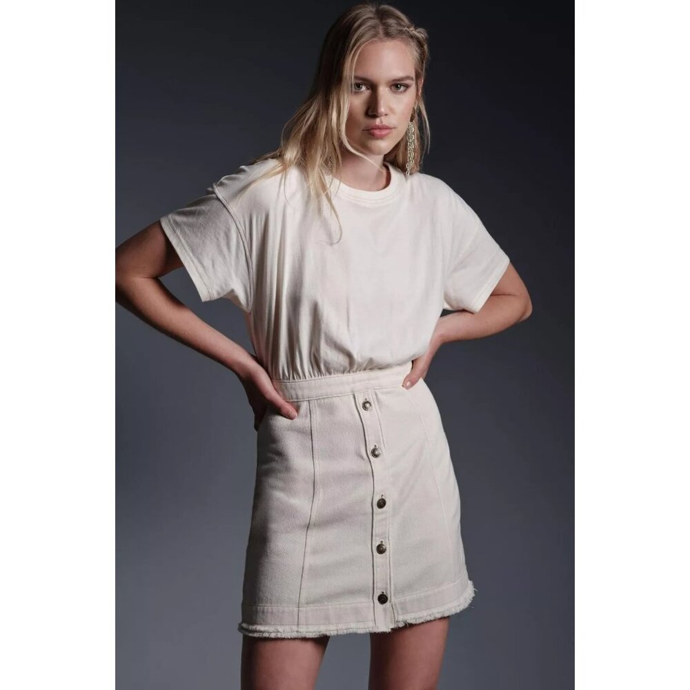 Pilcro Anthropologie Denim Skirt & Knit Tee Twofer Mini Dress Cotton XS-2 267554